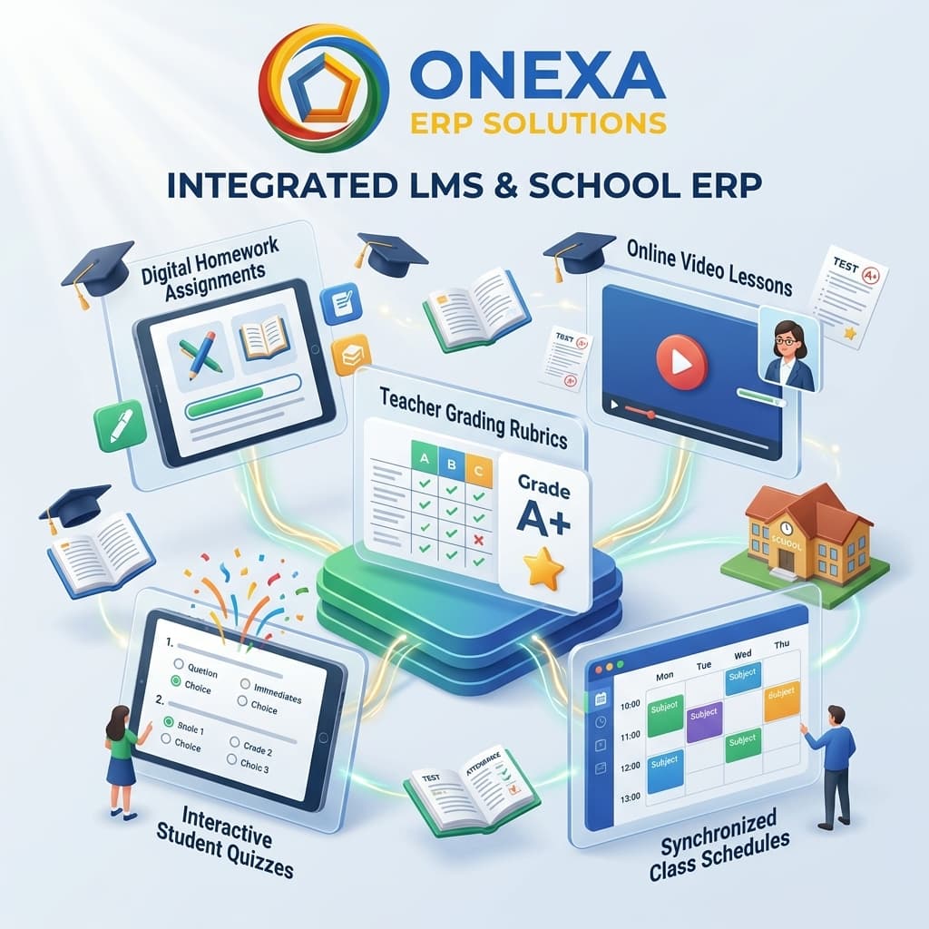 Onexa ERP Solutions showing seamlessly integrated LMS features